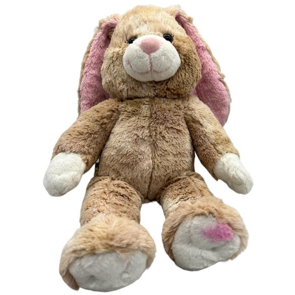 Build a Bear Cinnamon Pink Ear 15" Easter Rabbit Plush Brown Tan Swirl Plush Toy - Picture 1 of 7